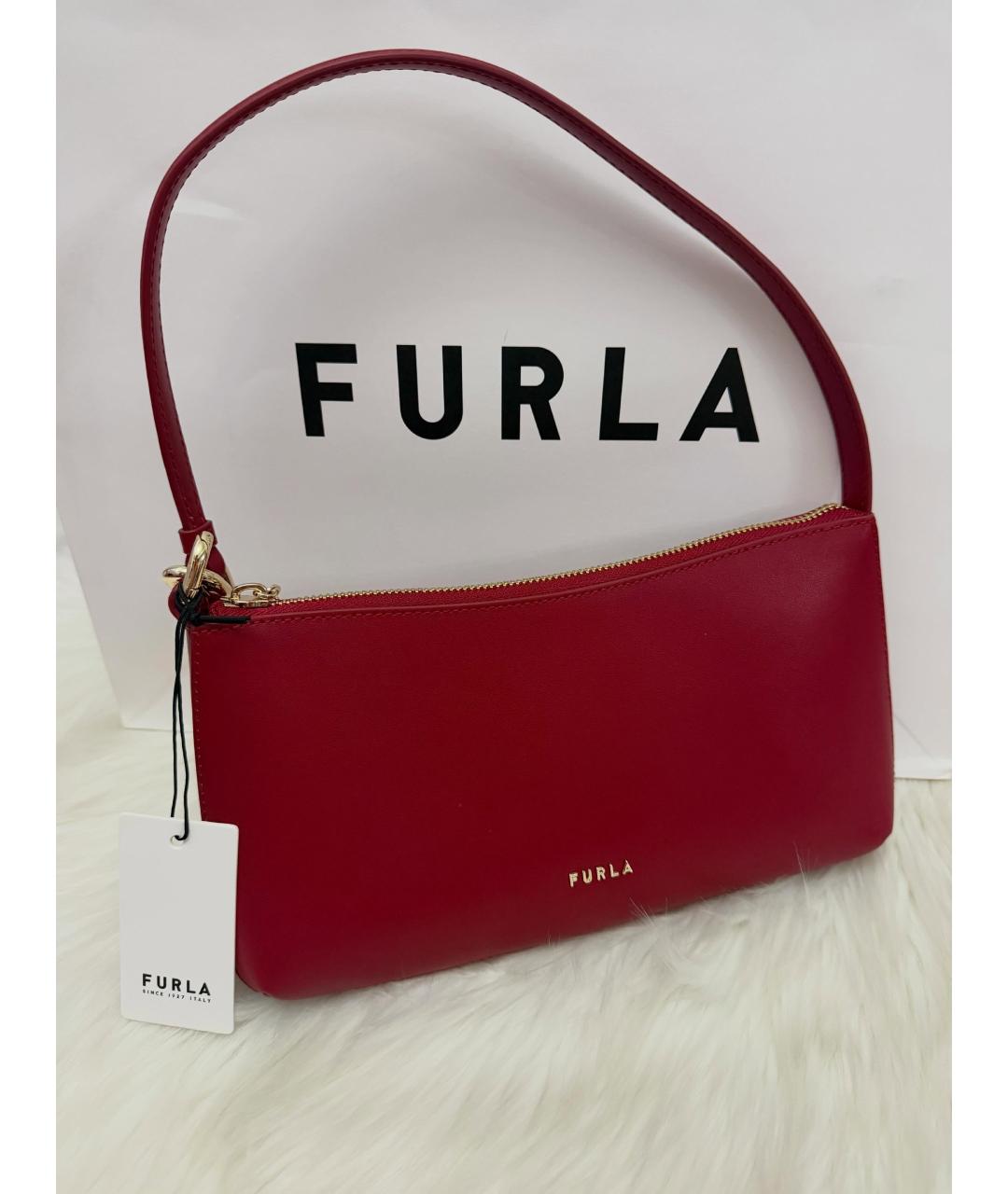 FURLA Красная кожаная сумка через плечо, фото 4