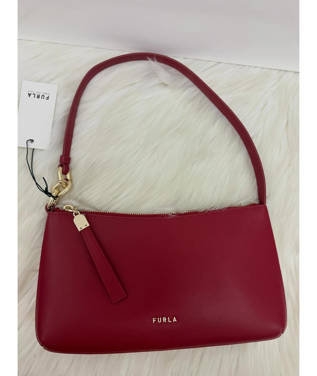 FURLA Красная кожаная сумка через плечо, фото 3