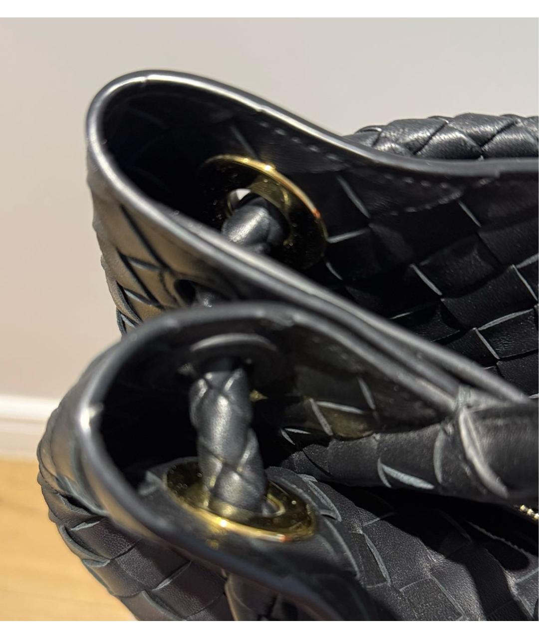 BOTTEGA VENETA Черная кожаная сумка через плечо, фото 5