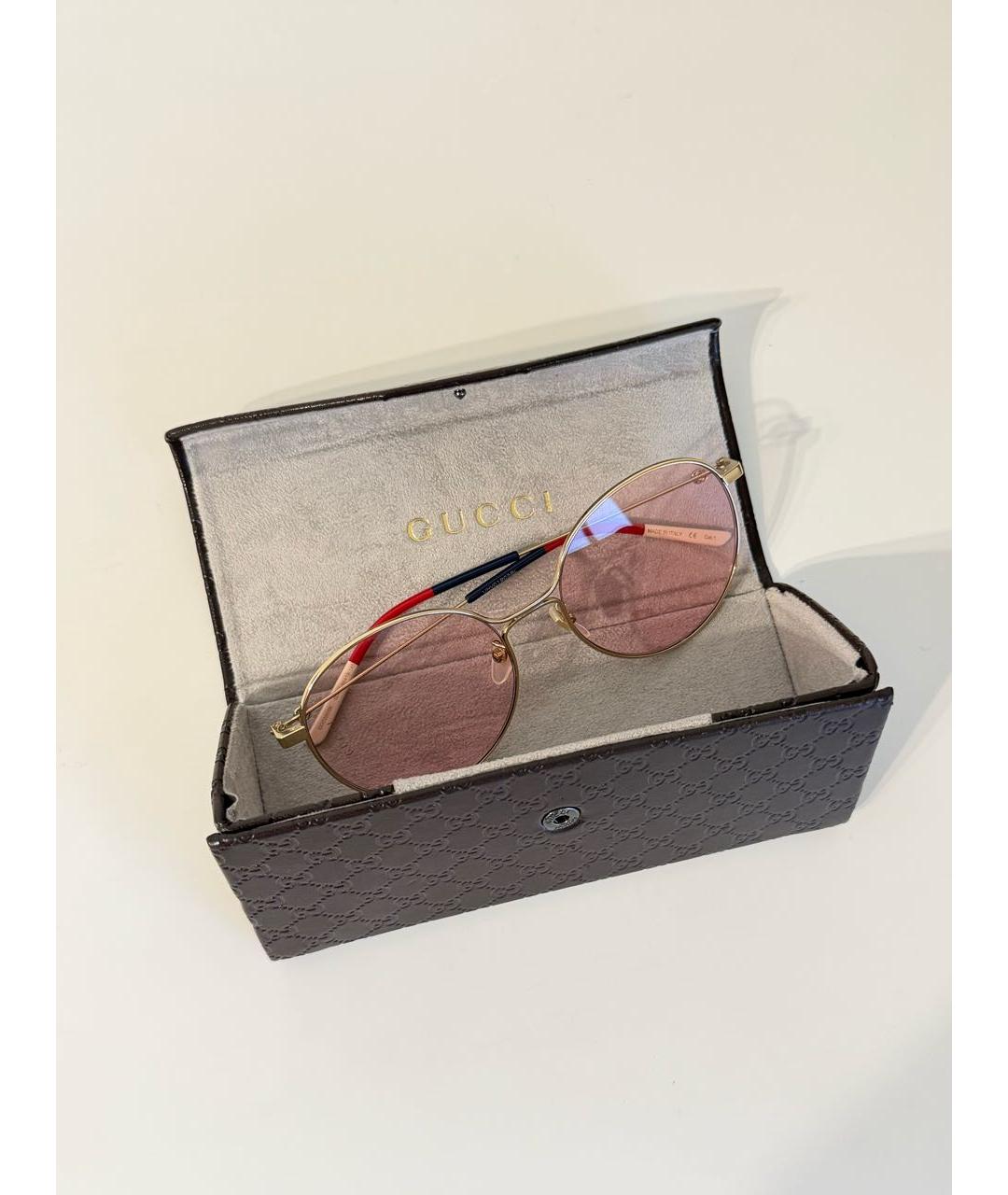 GUCCI Розовые металлические солнцезащитные очки, фото 8