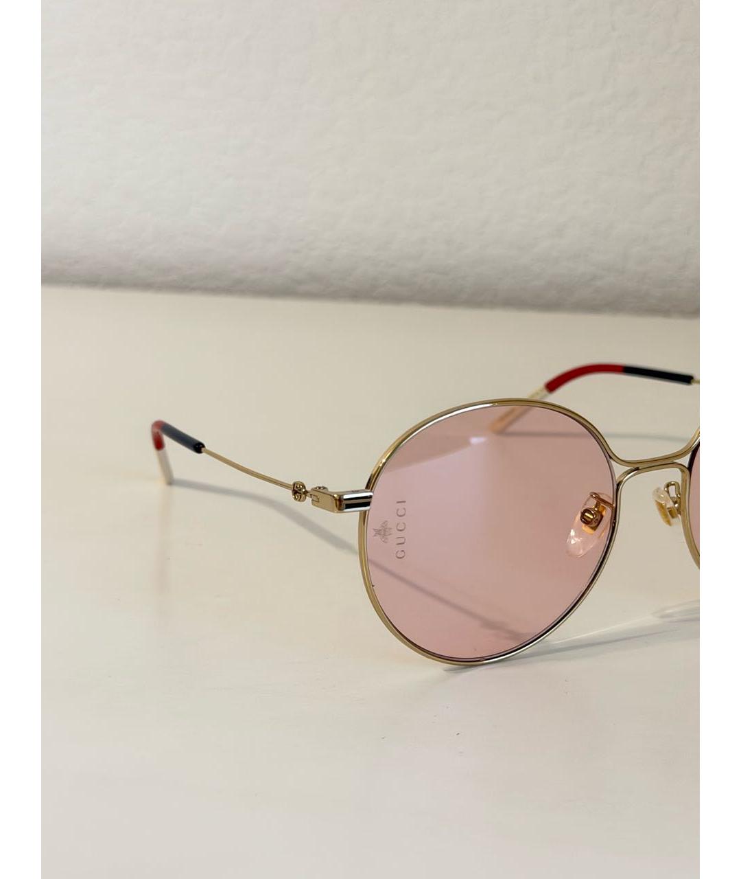 GUCCI Розовые металлические солнцезащитные очки, фото 3