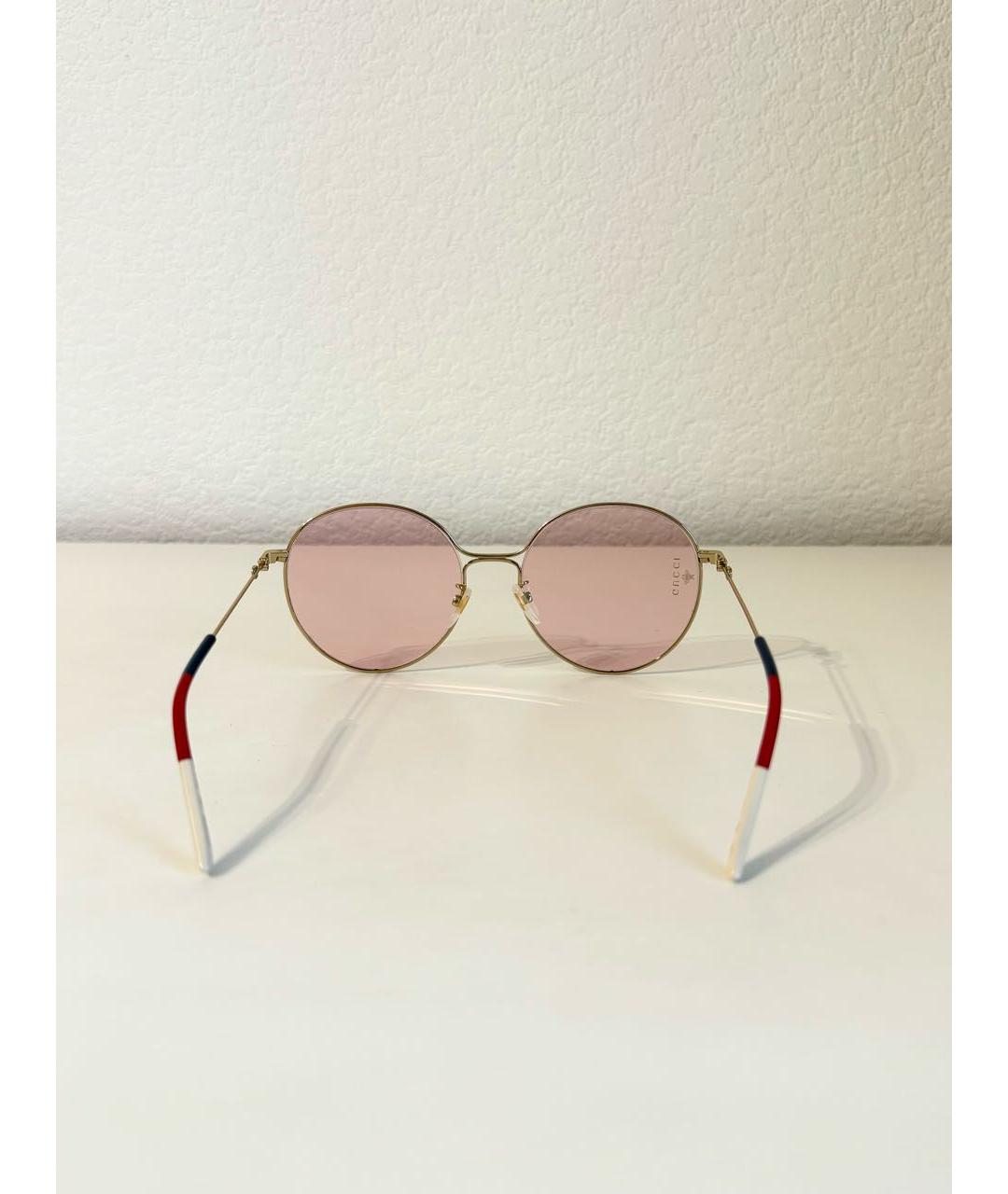 GUCCI Розовые металлические солнцезащитные очки, фото 6