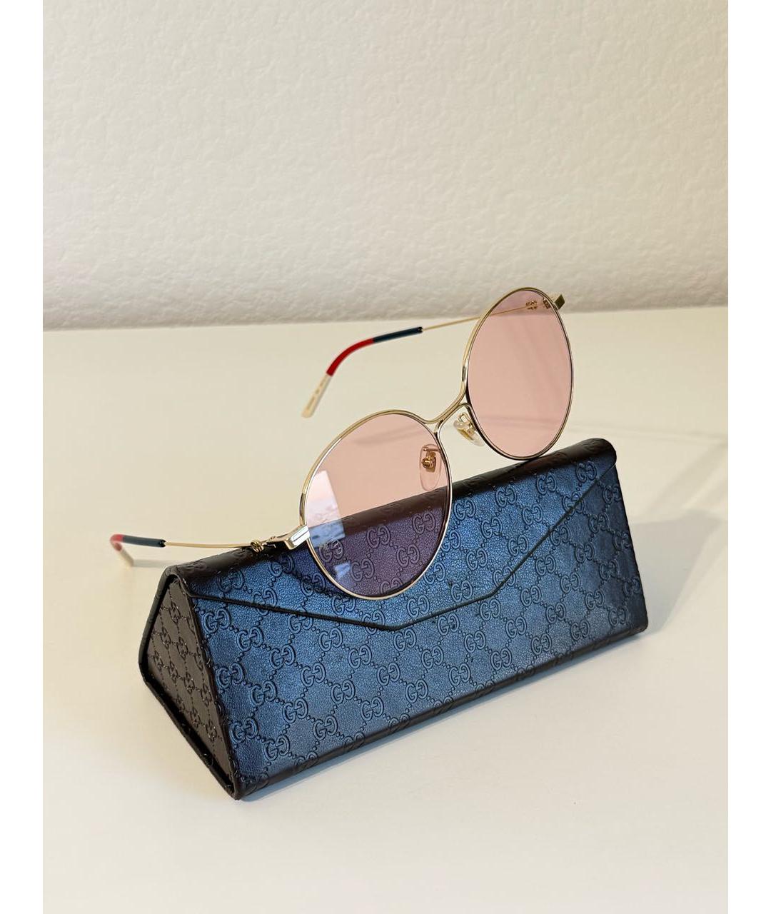GUCCI Розовые металлические солнцезащитные очки, фото 2