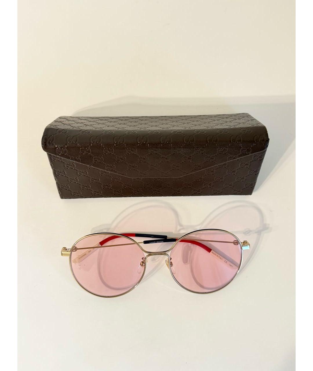 GUCCI Розовые металлические солнцезащитные очки, фото 4