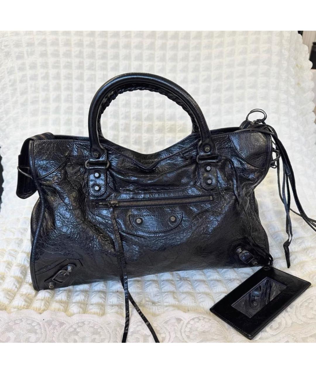 BALENCIAGA Черная кожаная сумка с короткими ручками, фото 9
