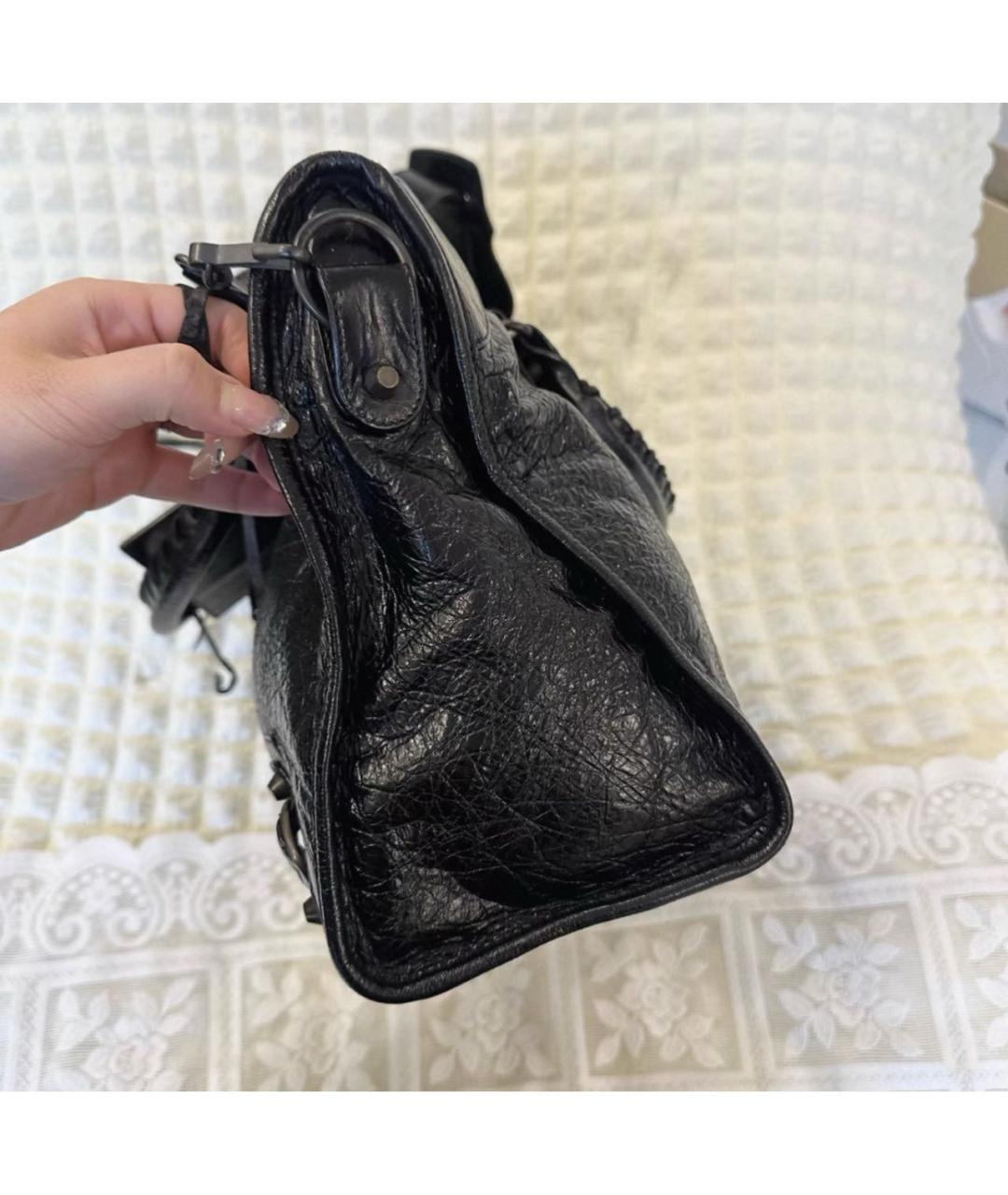 BALENCIAGA Черная кожаная сумка с короткими ручками, фото 4