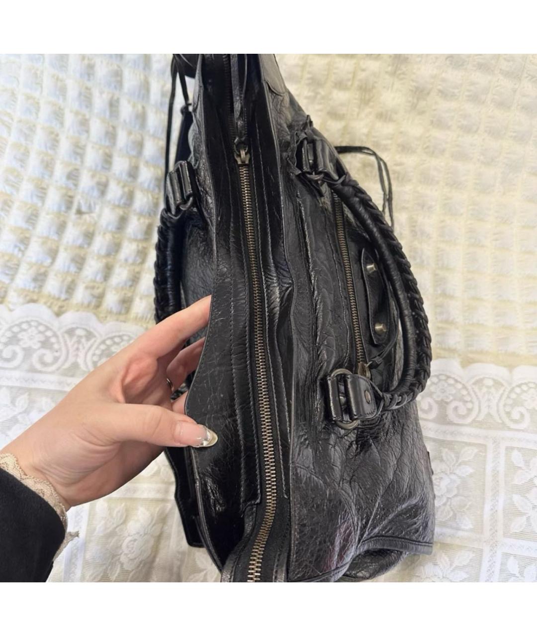 BALENCIAGA Черная кожаная сумка с короткими ручками, фото 6