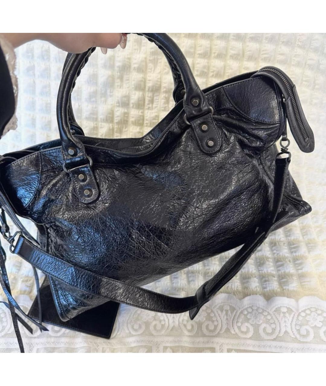 BALENCIAGA Черная кожаная сумка с короткими ручками, фото 2