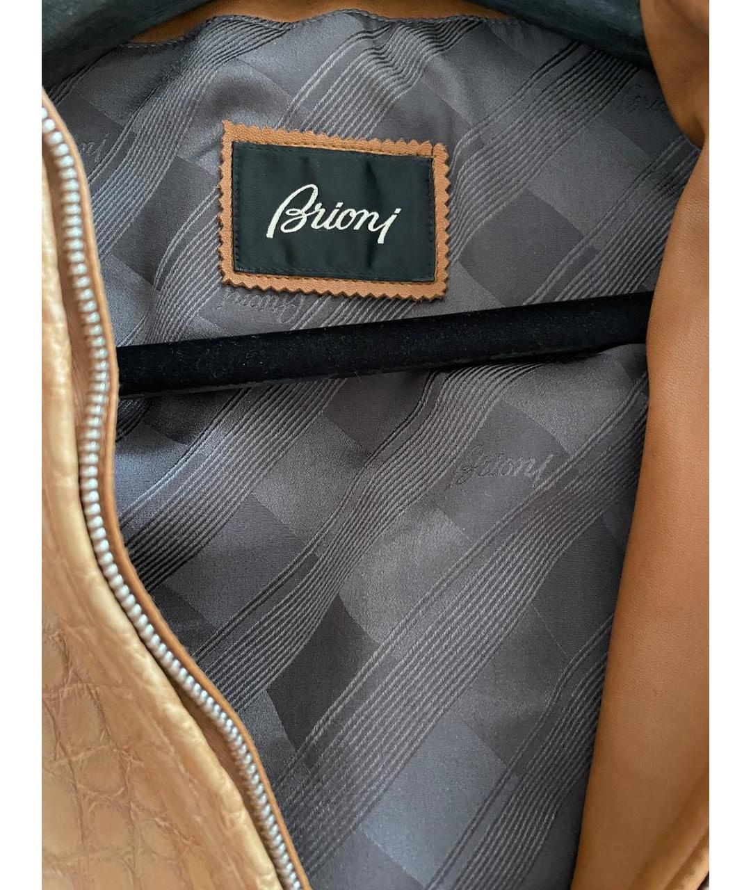 BRIONI Коричневая куртка из кожи крокодила, фото 3