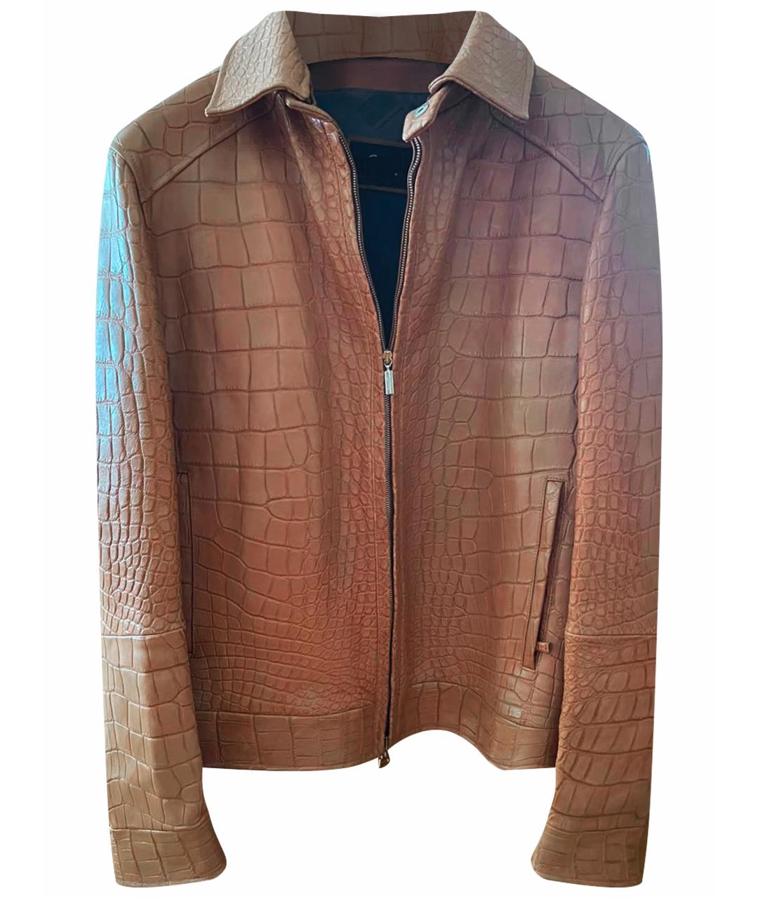BRIONI Коричневая куртка из кожи крокодила, фото 1