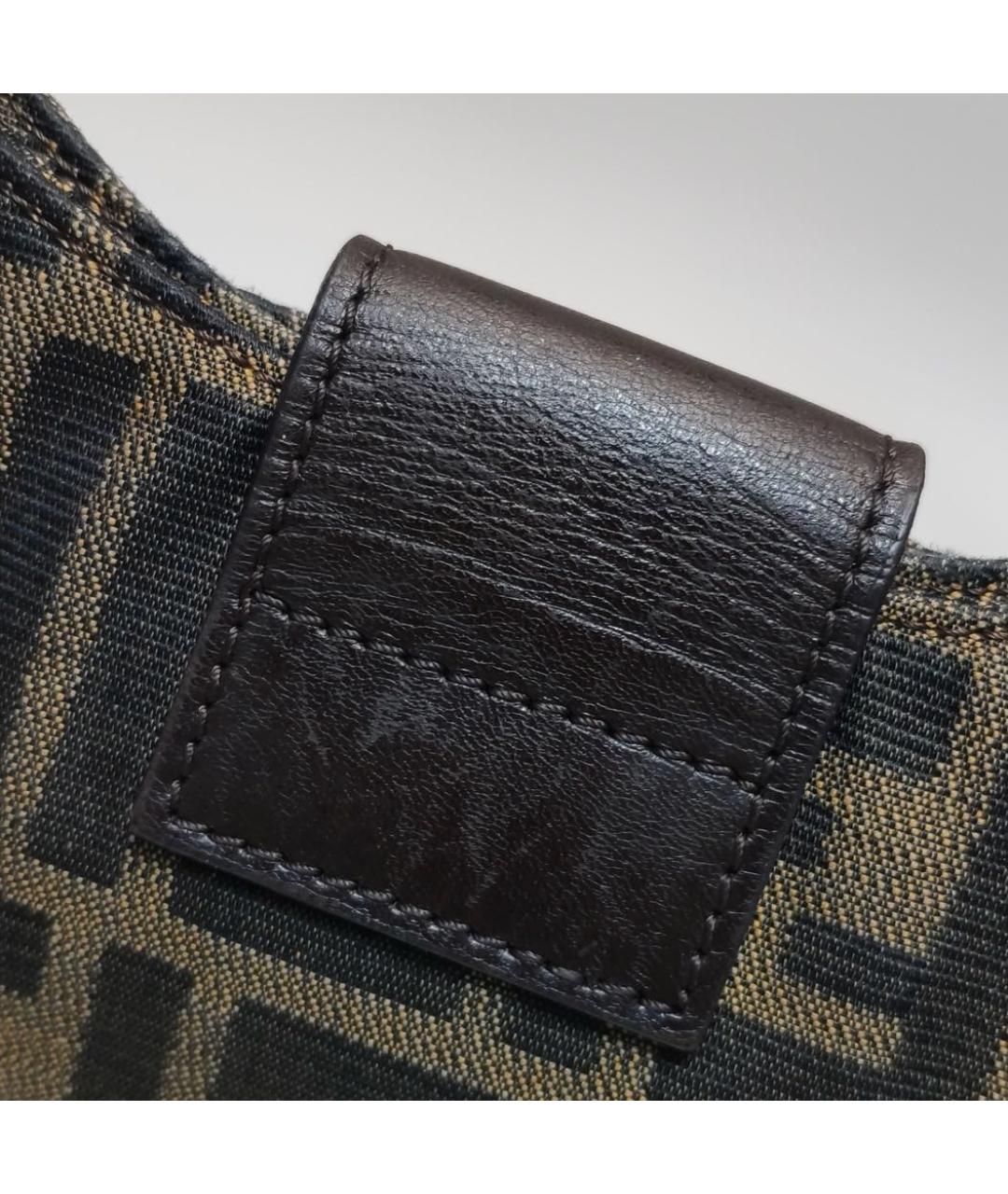 FENDI Коричневая тканевая сумка с короткими ручками, фото 7