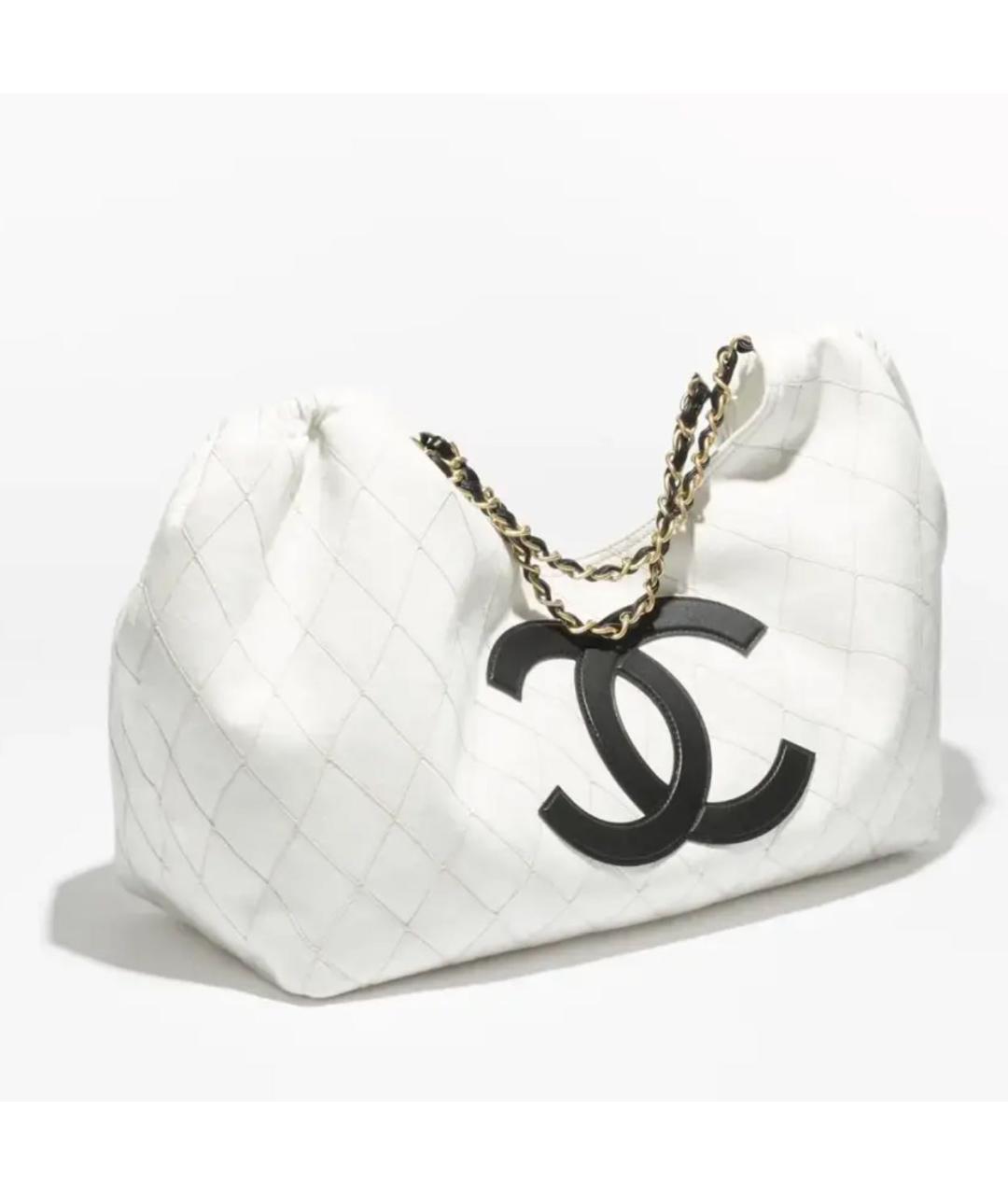 CHANEL Белая тканевая пляжная сумка, фото 2