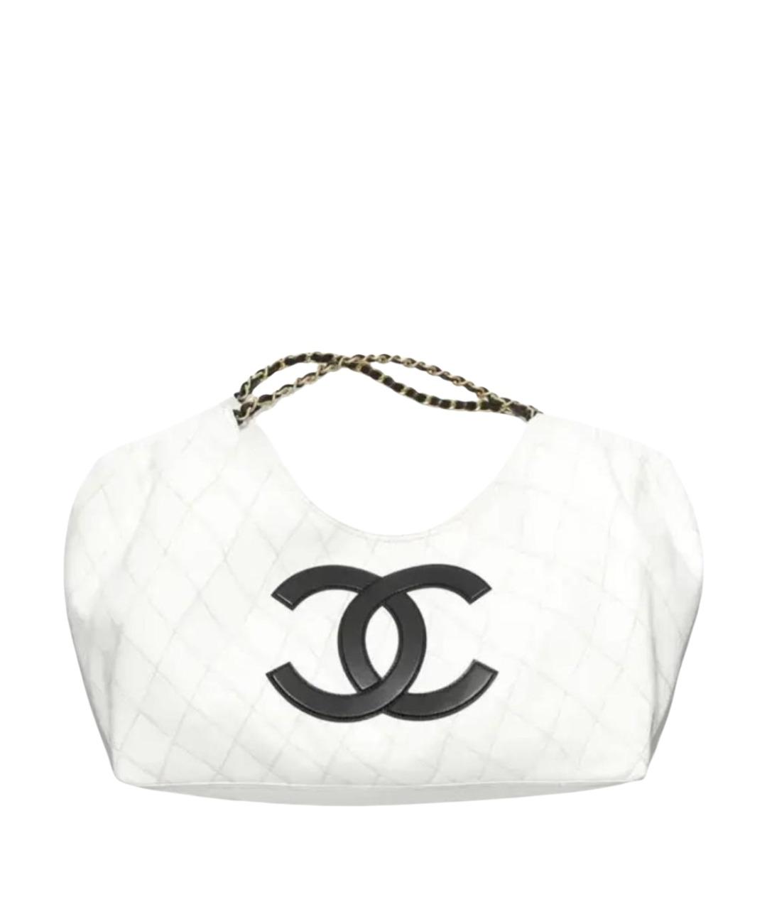CHANEL Белая тканевая пляжная сумка, фото 1