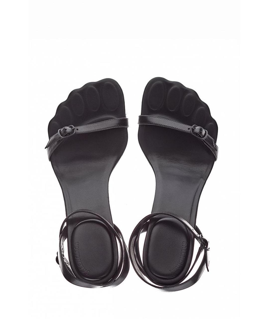 BALENCIAGA Черные кожаные босоножки, фото 5