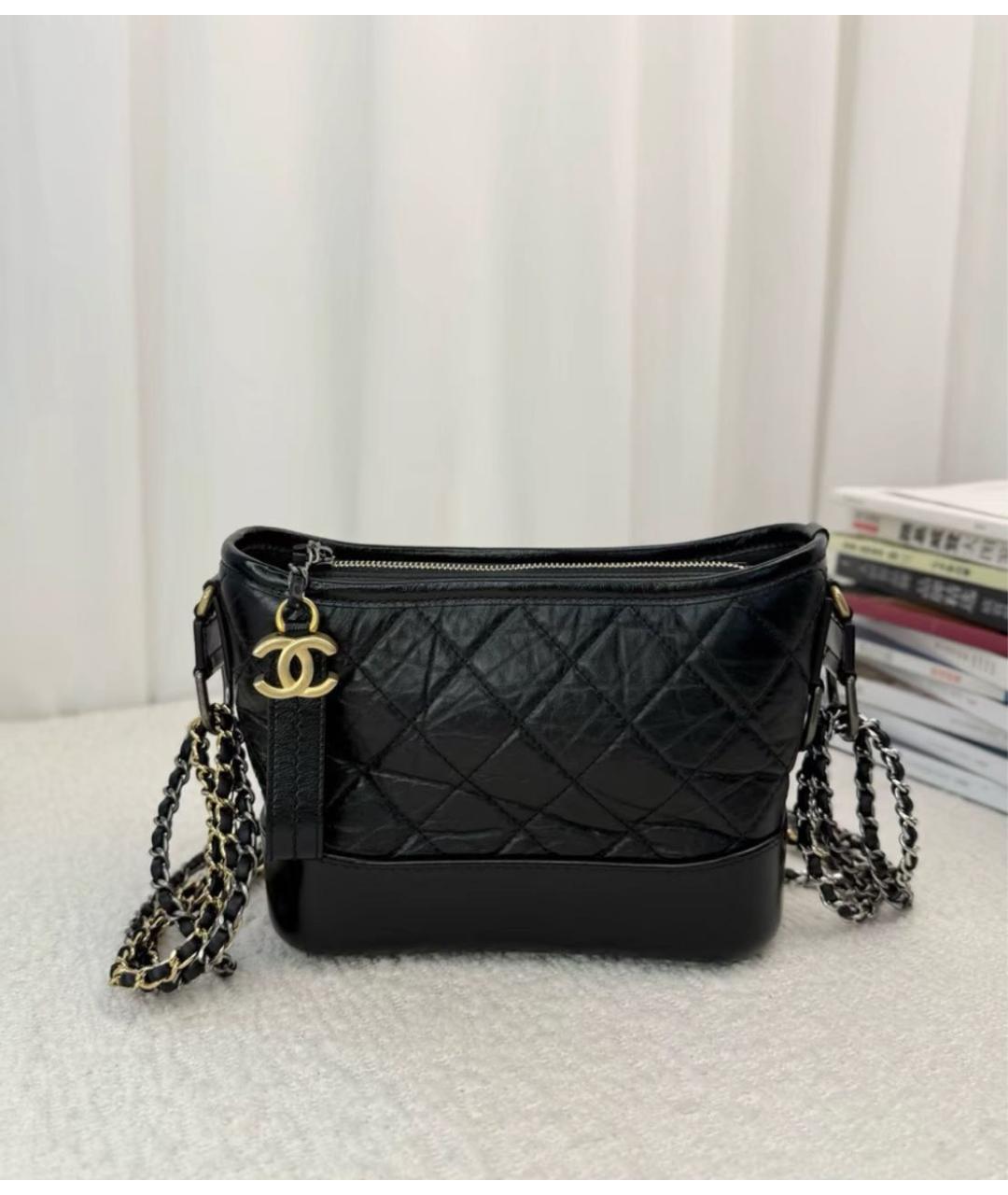CHANEL Черная кожаная сумка через плечо, фото 6