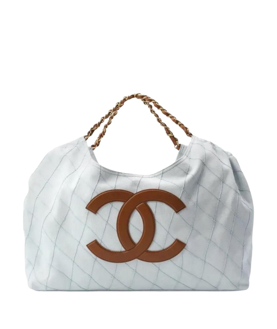 CHANEL Голубая тканевая пляжная сумка, фото 1