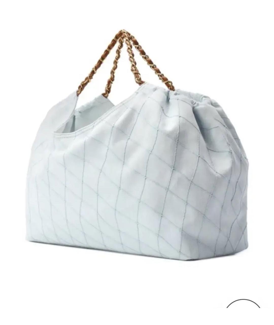 CHANEL Голубая тканевая пляжная сумка, фото 4