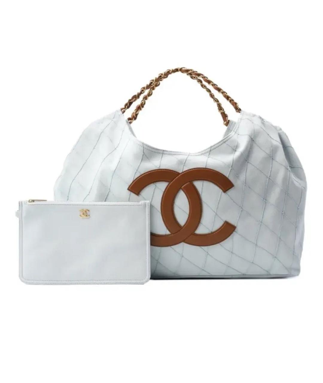 CHANEL Голубая тканевая пляжная сумка, фото 2