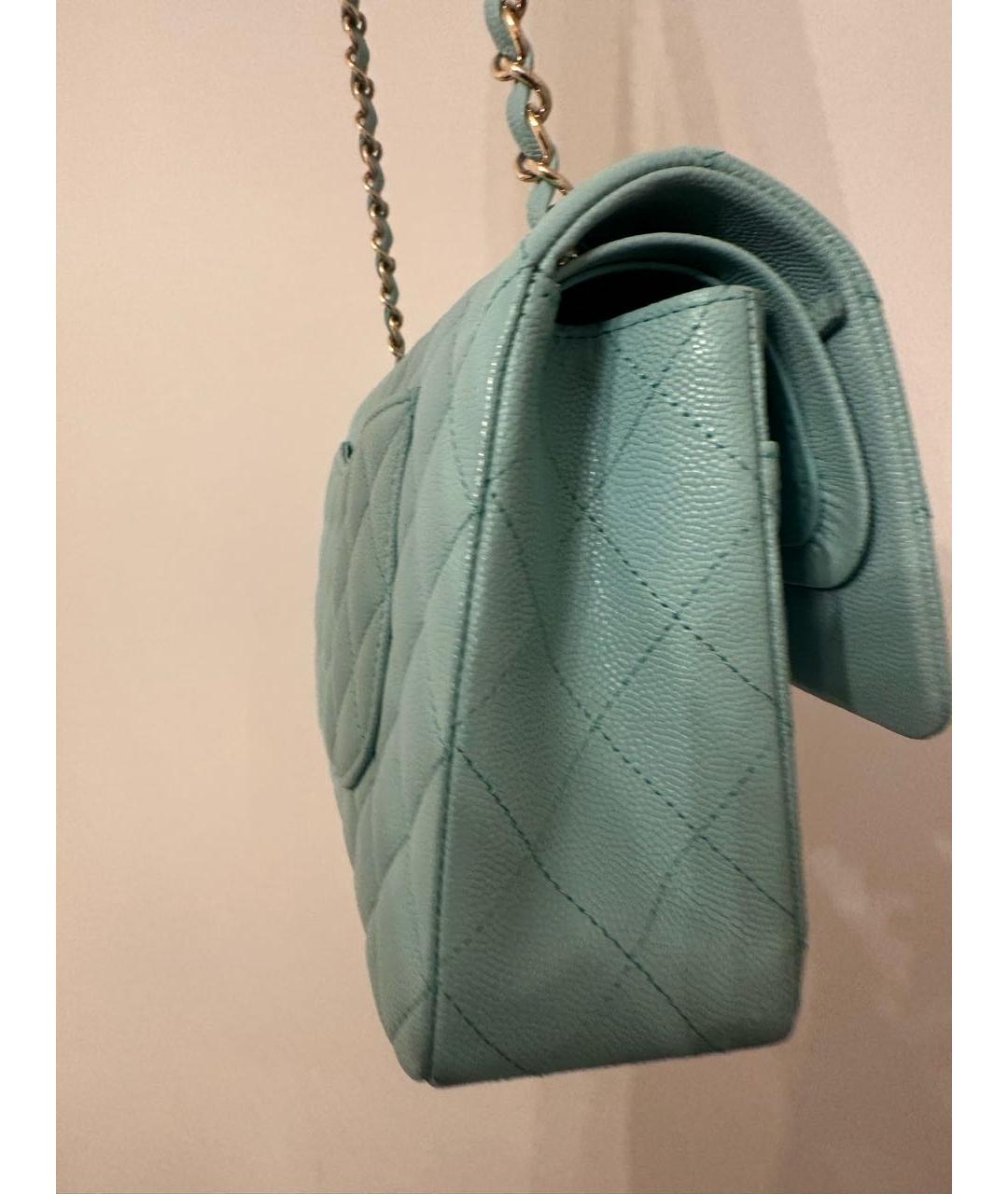 CHANEL Бирюзовая кожаная сумка через плечо, фото 5