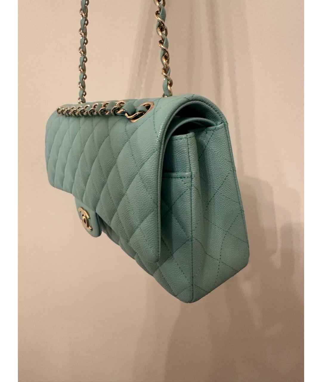 CHANEL Бирюзовая кожаная сумка через плечо, фото 4