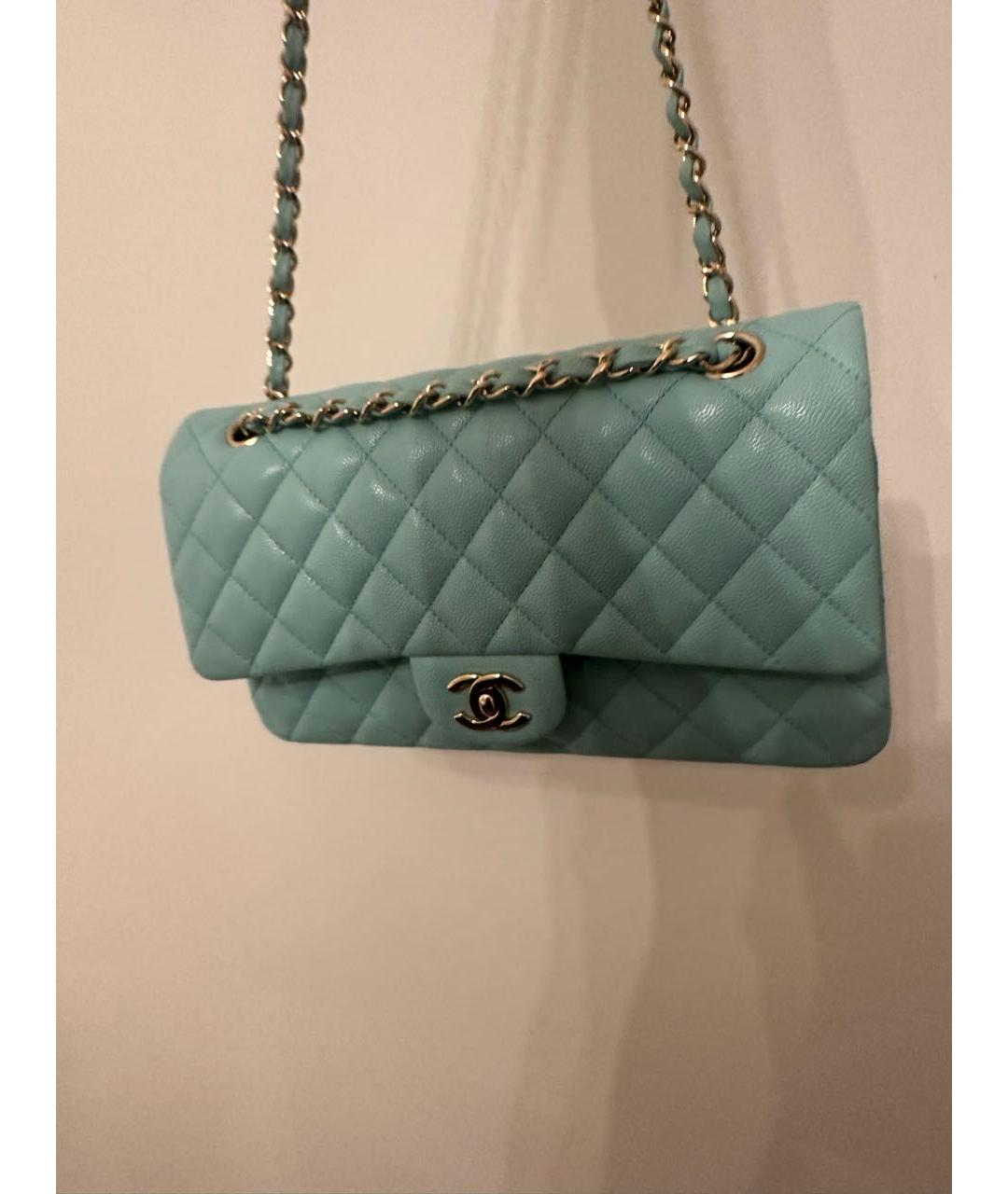 CHANEL Бирюзовая кожаная сумка через плечо, фото 3