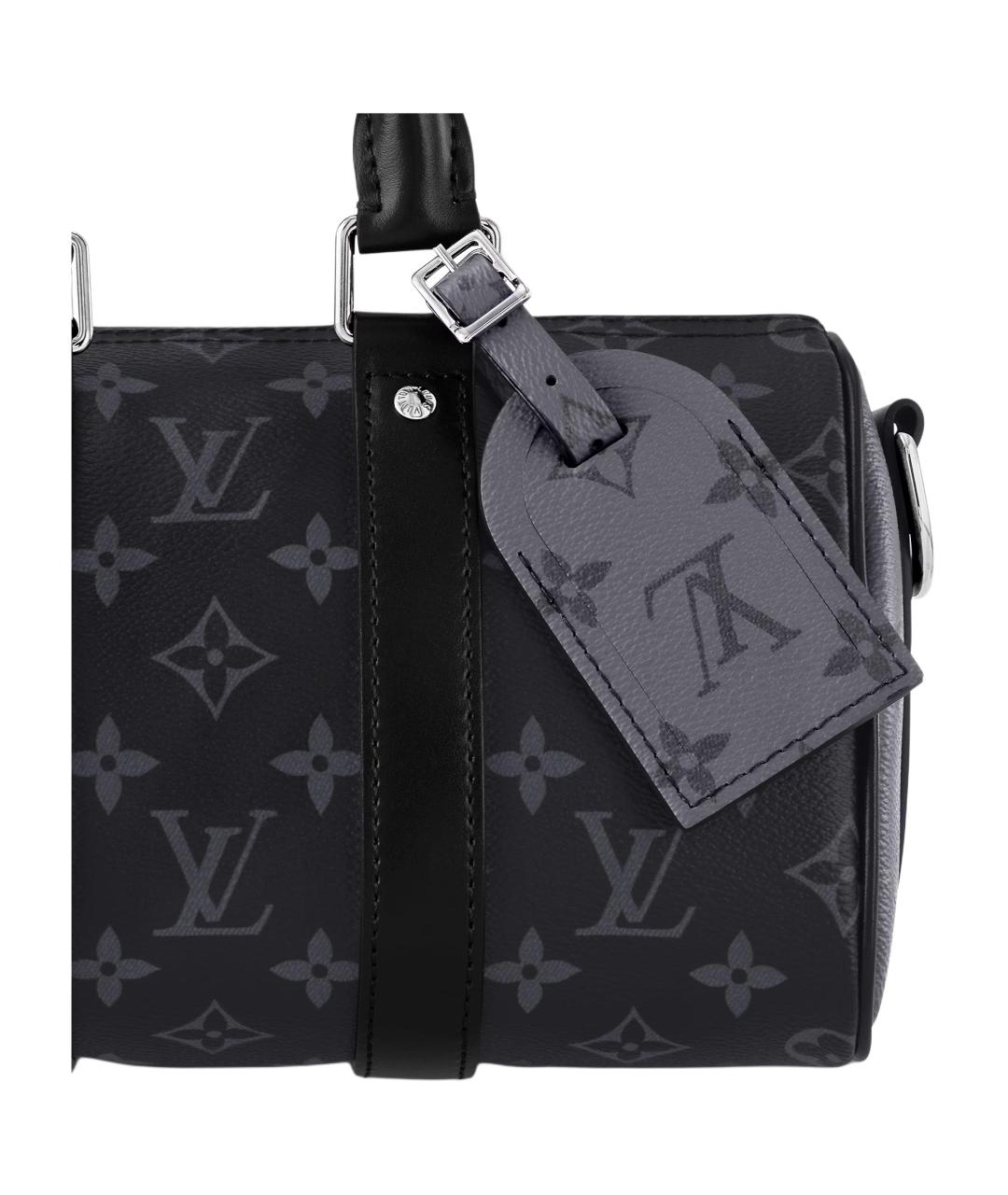 LOUIS VUITTON Антрацитовая сумка на плечо из канвы, фото 4