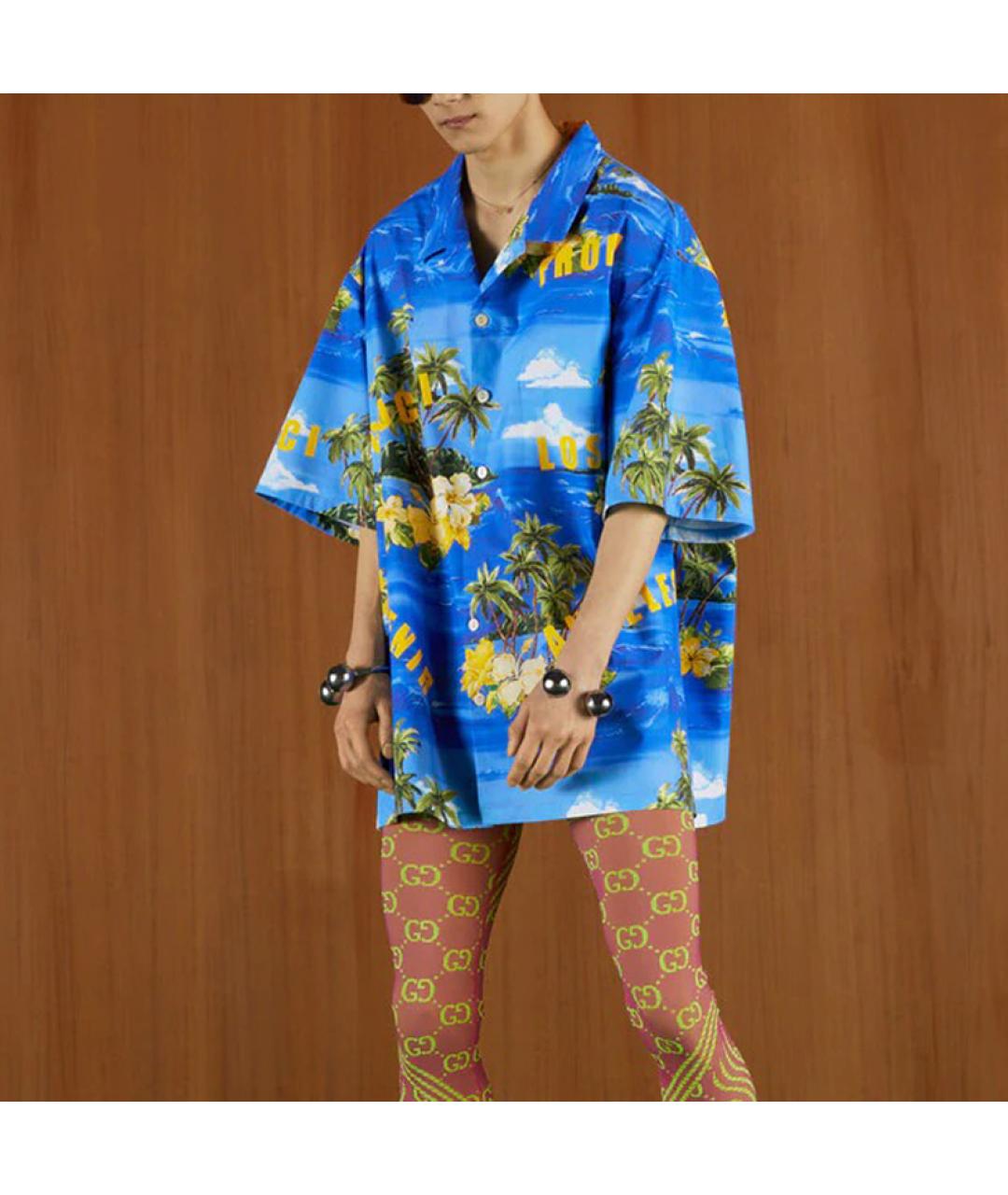 GUCCI Синяя хлопковая кэжуал рубашка, фото 5
