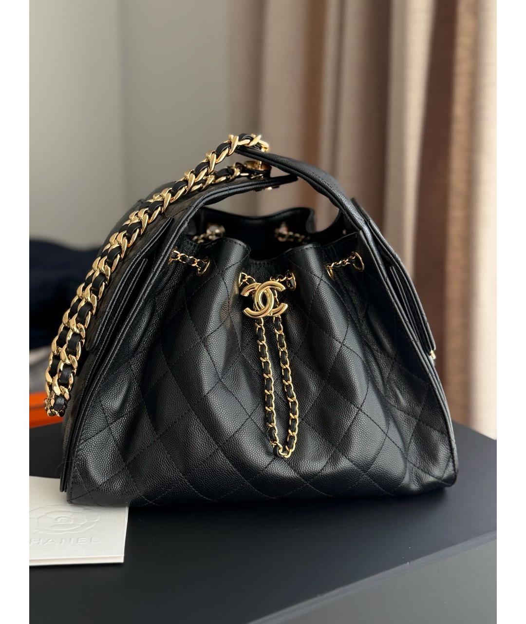 CHANEL Черная кожаная сумка через плечо, фото 6