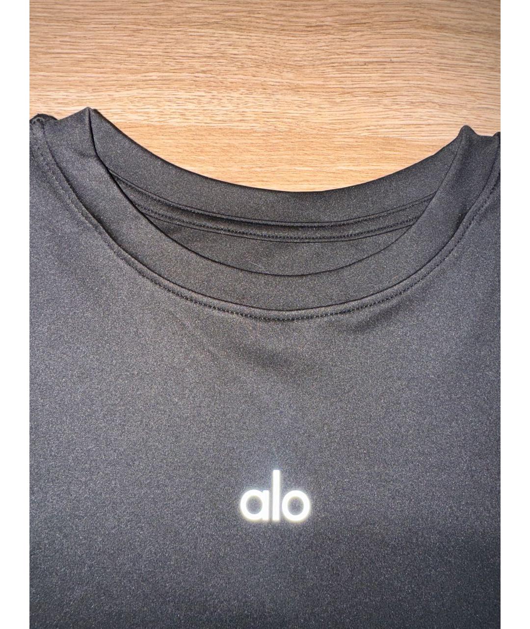 ALO YOGA Черная футболка, фото 3