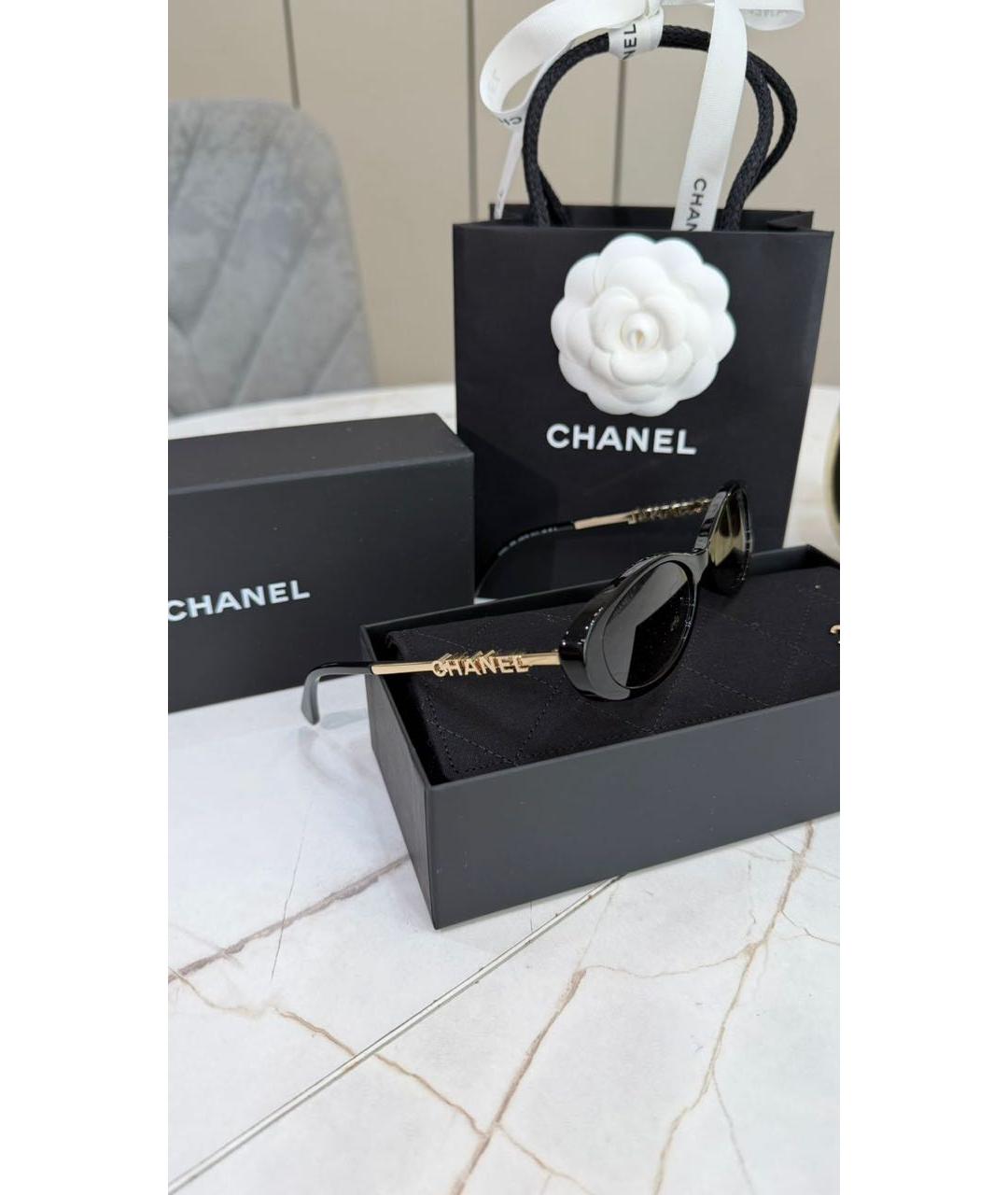 CHANEL Черные пластиковые солнцезащитные очки, фото 4