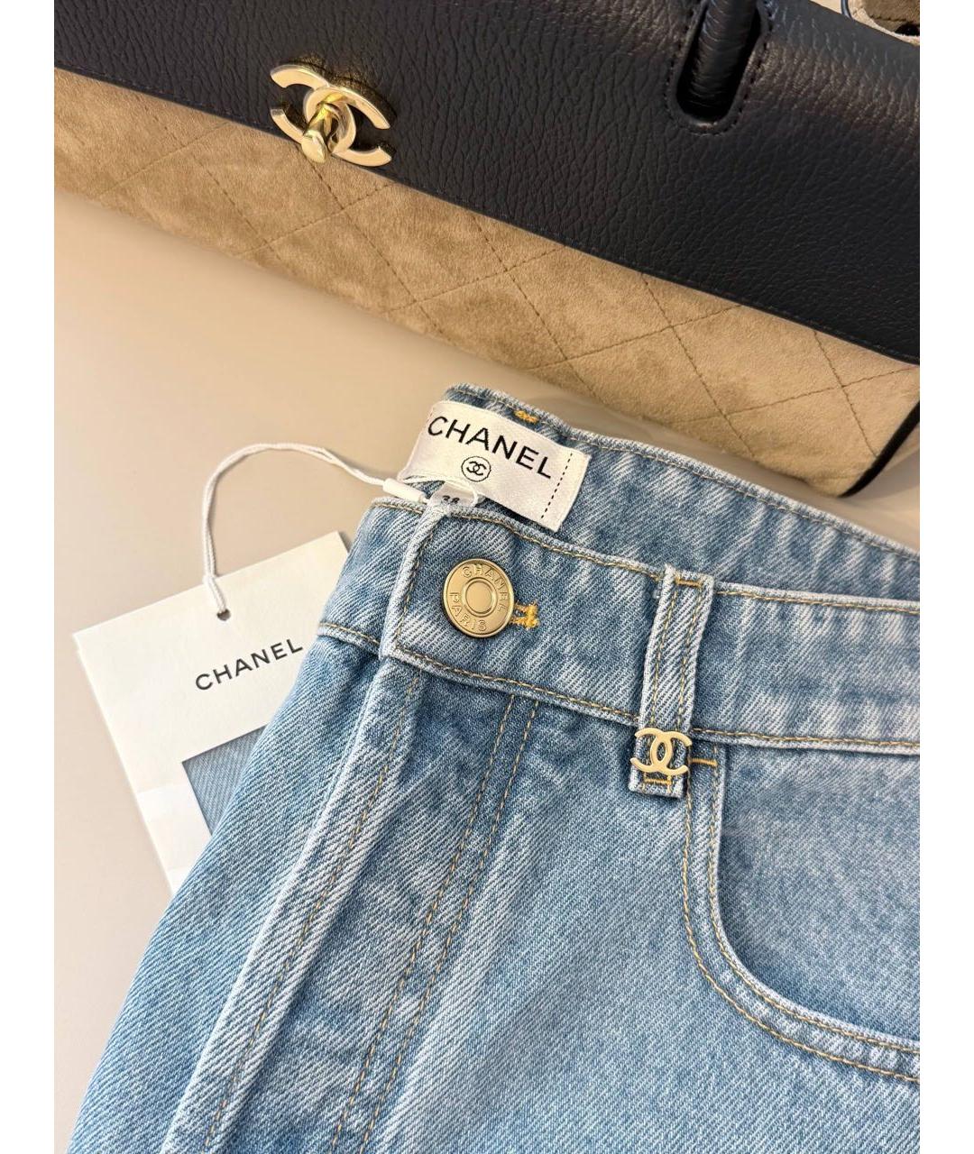 CHANEL Голубые хлопковые прямые джинсы, фото 5