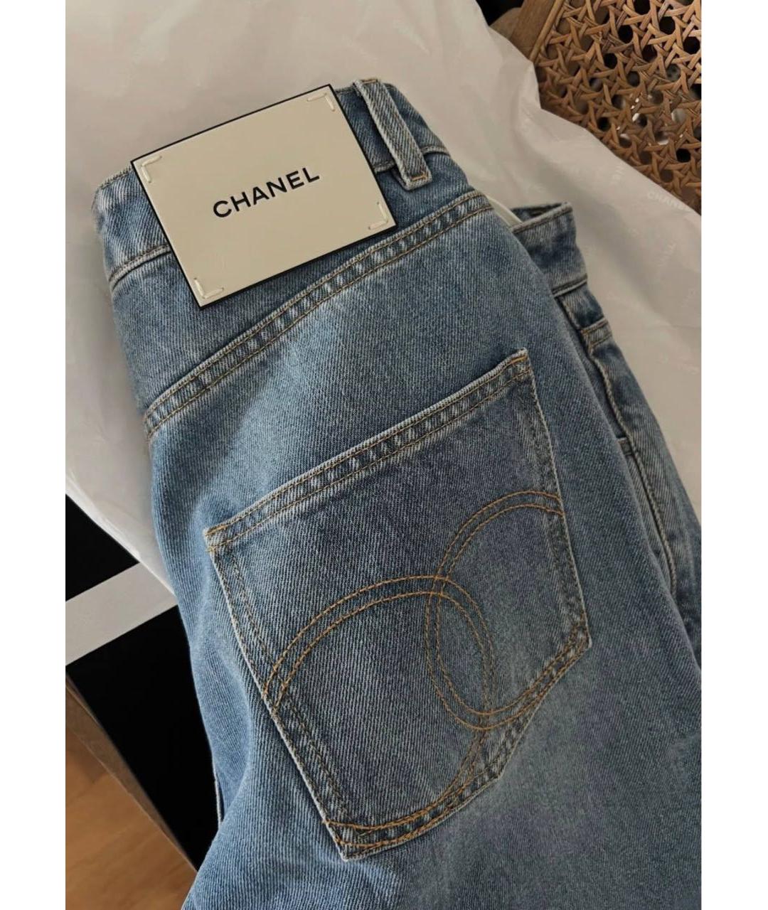 CHANEL Голубые хлопковые прямые джинсы, фото 4