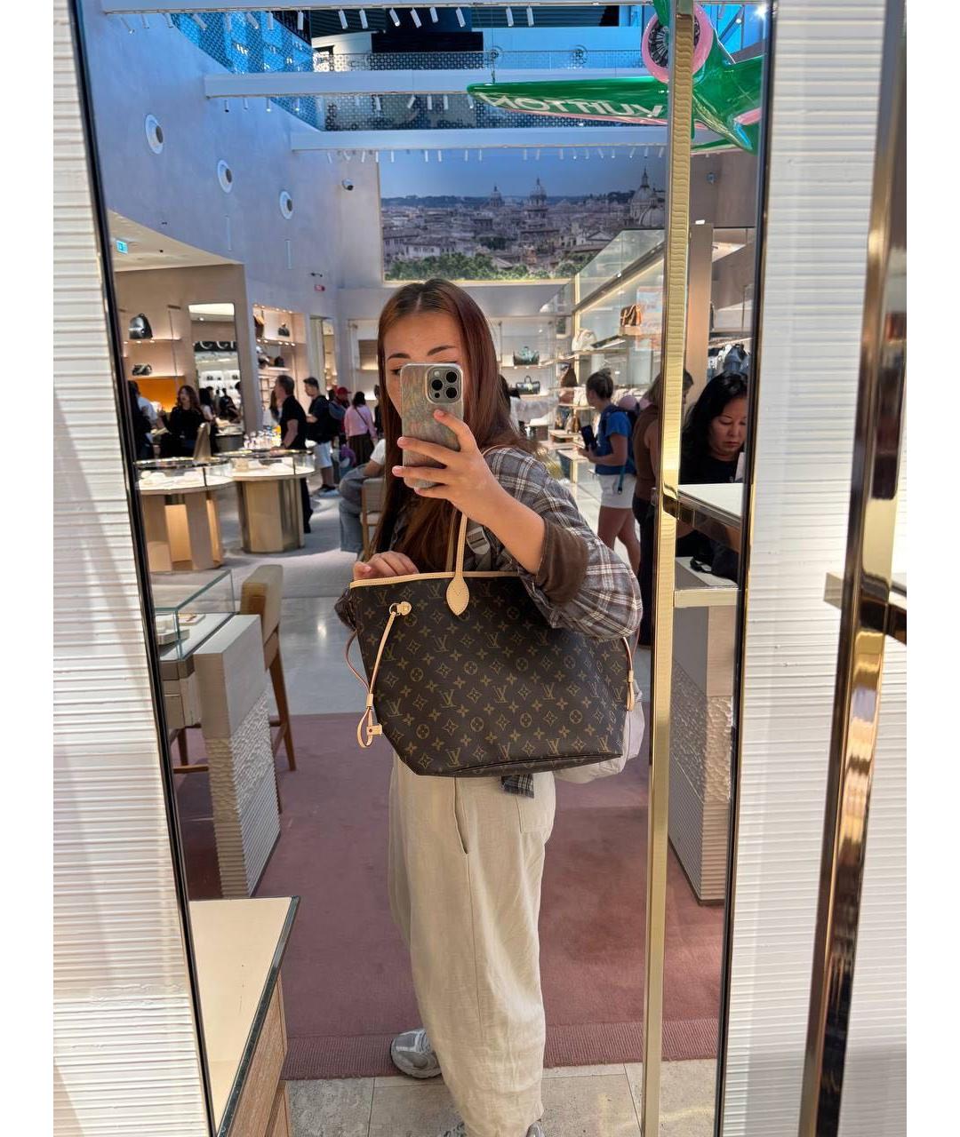 LOUIS VUITTON Коричневая сумка тоут из канвы, фото 7