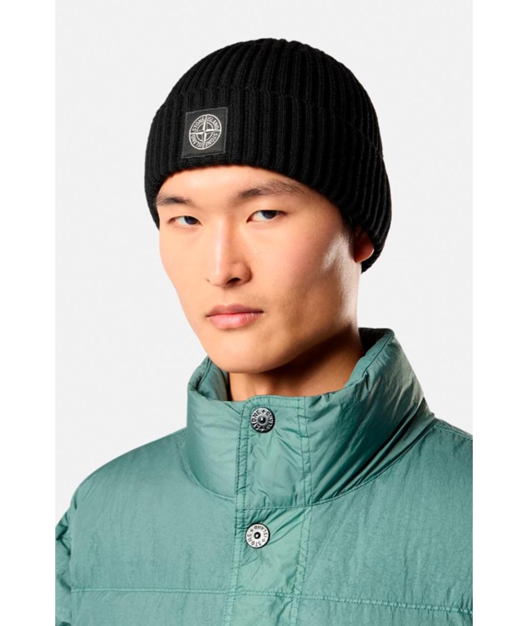 STONE ISLAND Черная шерстяная шапка, фото 3