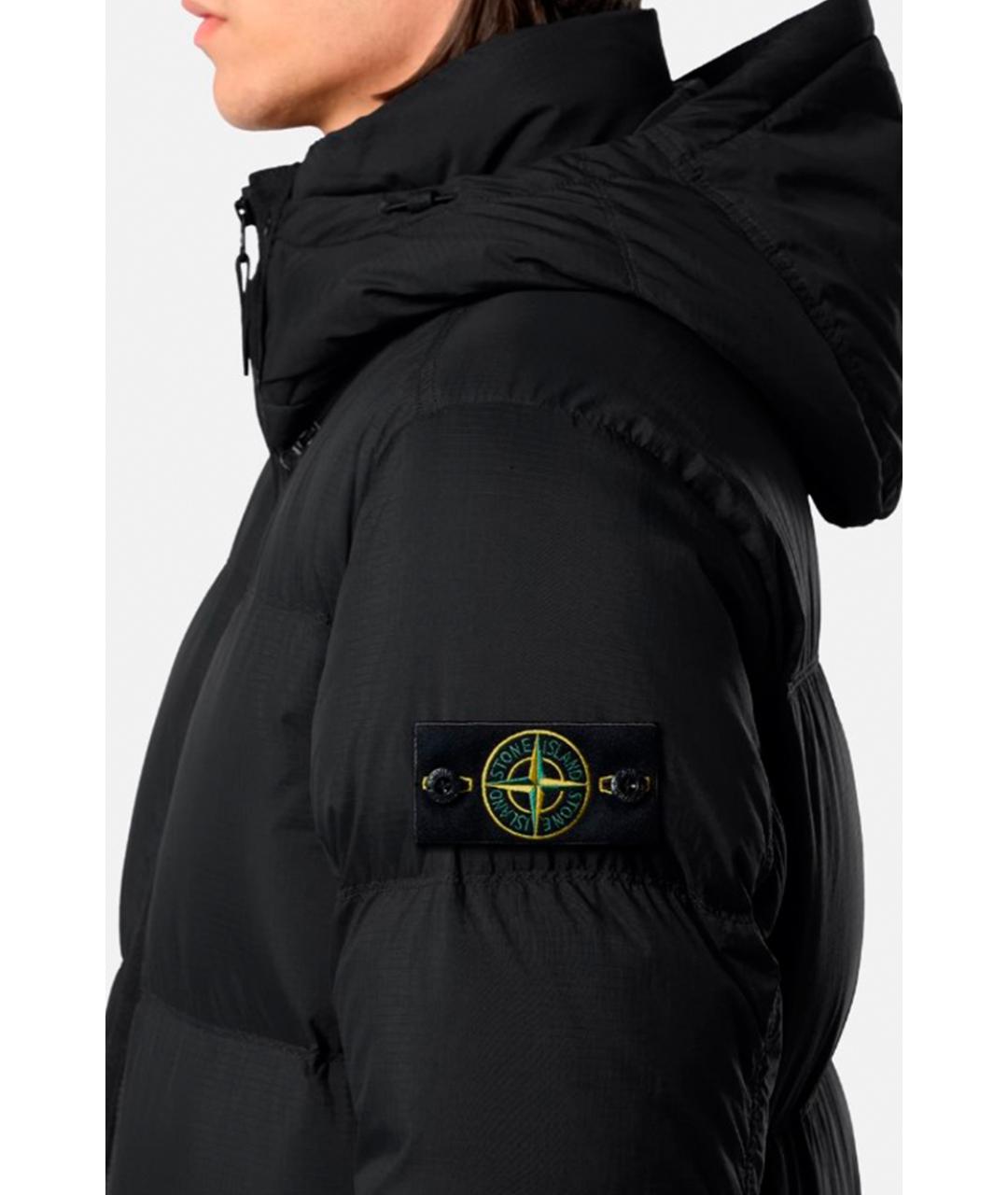 STONE ISLAND Черный полиамидовый пуховик, фото 3