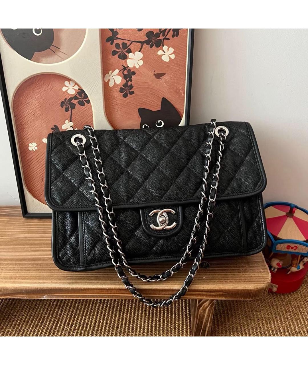 CHANEL Черная кожаная сумка тоут, фото 7