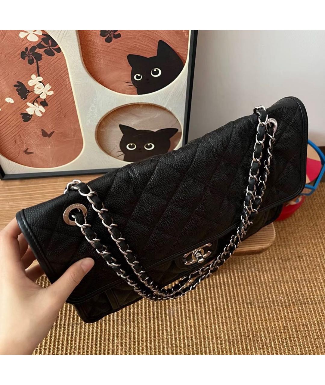 CHANEL Черная кожаная сумка тоут, фото 3