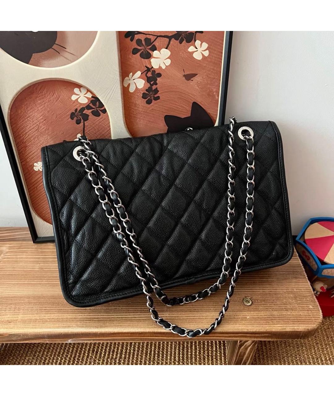 CHANEL Черная кожаная сумка тоут, фото 5