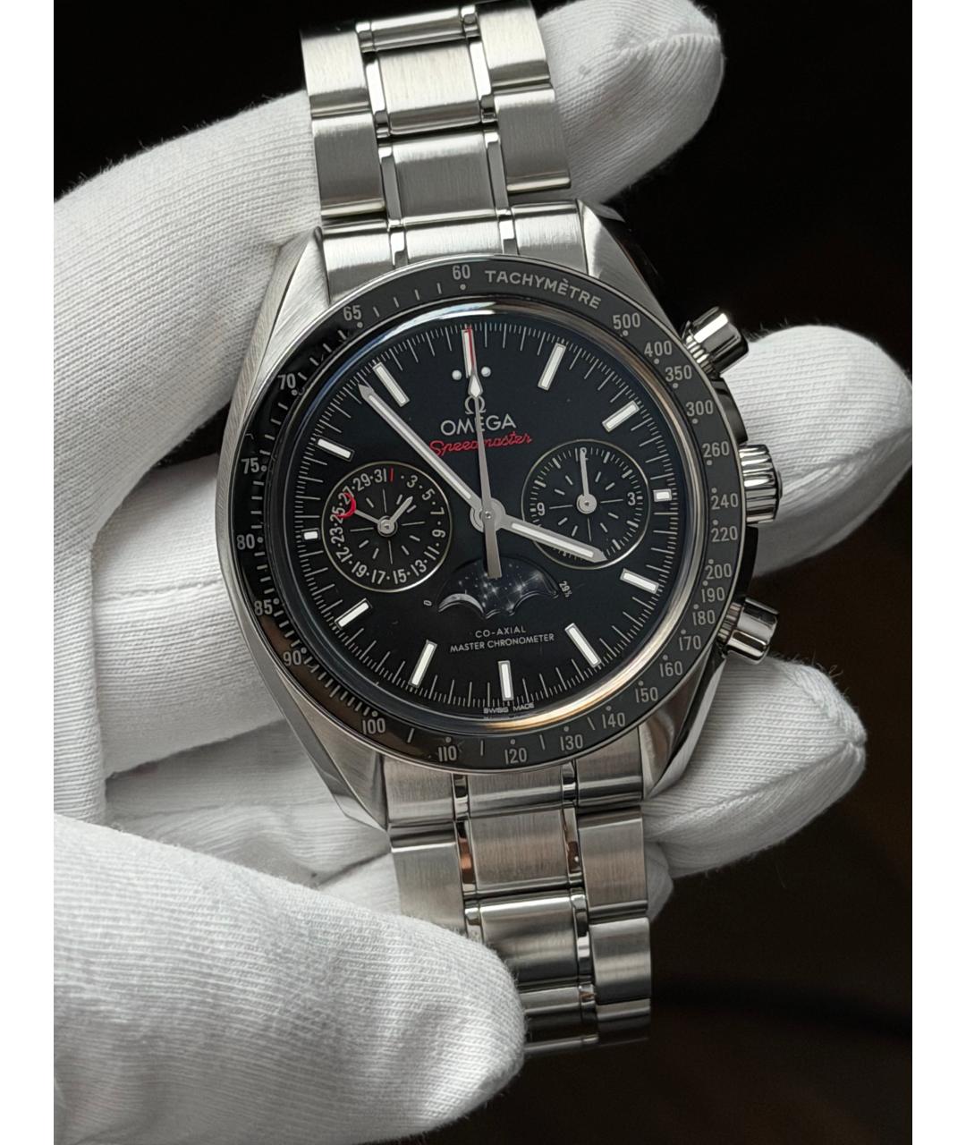 OMEGA Черные часы, фото 2