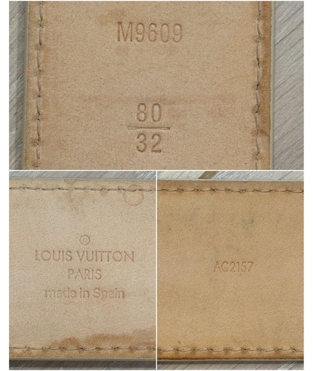 LOUIS VUITTON Бежевый кожаный ремень, фото 4