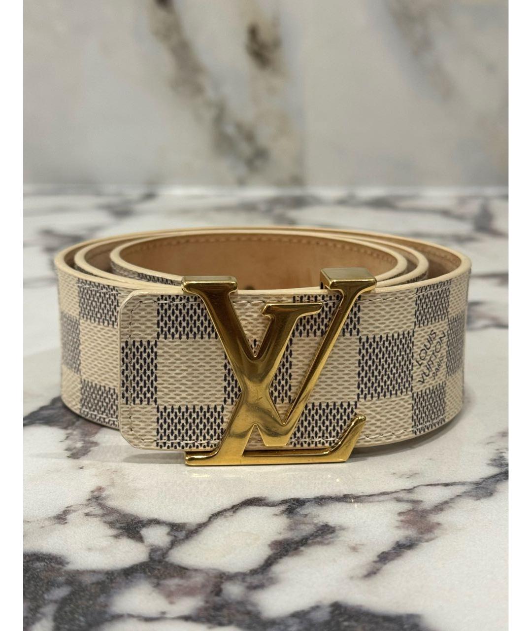 LOUIS VUITTON Бежевый кожаный ремень, фото 8