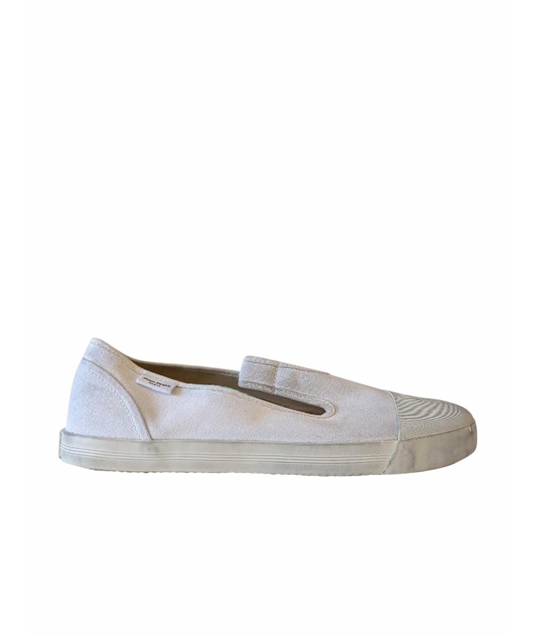 MAISON MARGIELA Белые текстильные низкие кроссовки / кеды, фото 1