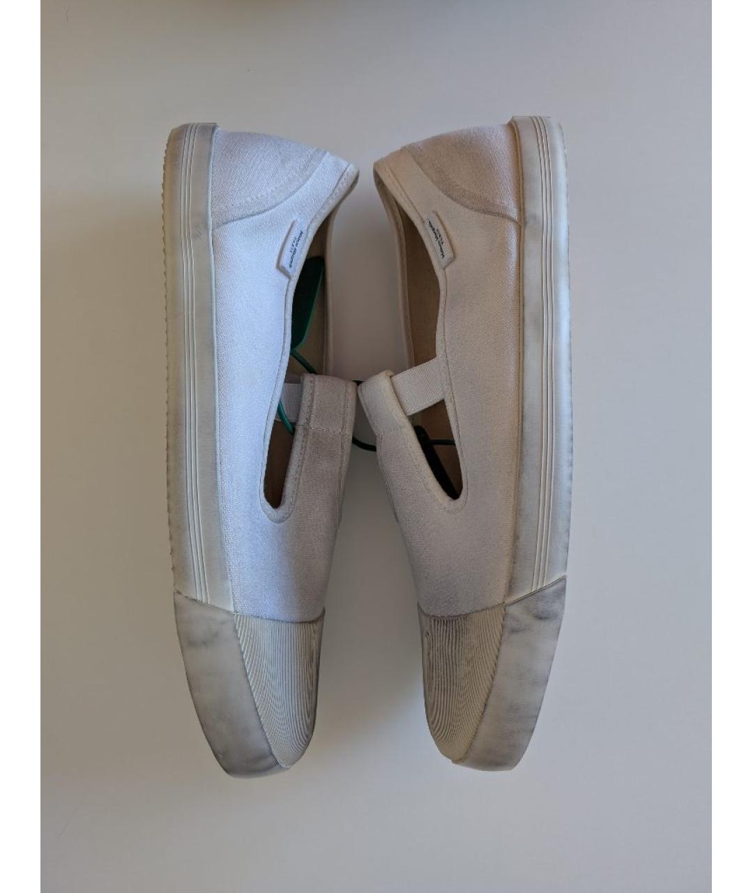 MAISON MARGIELA Белые текстильные низкие кроссовки / кеды, фото 3
