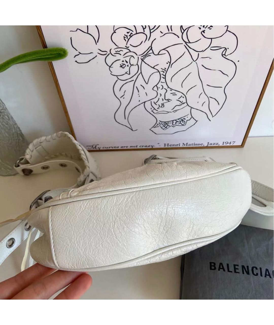 BALENCIAGA Белая кожаная сумка через плечо, фото 7