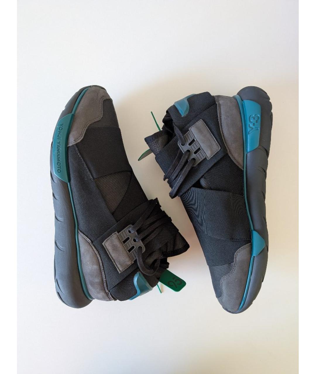Y-3 Черные кожаные высокие кроссовки / кеды, фото 3
