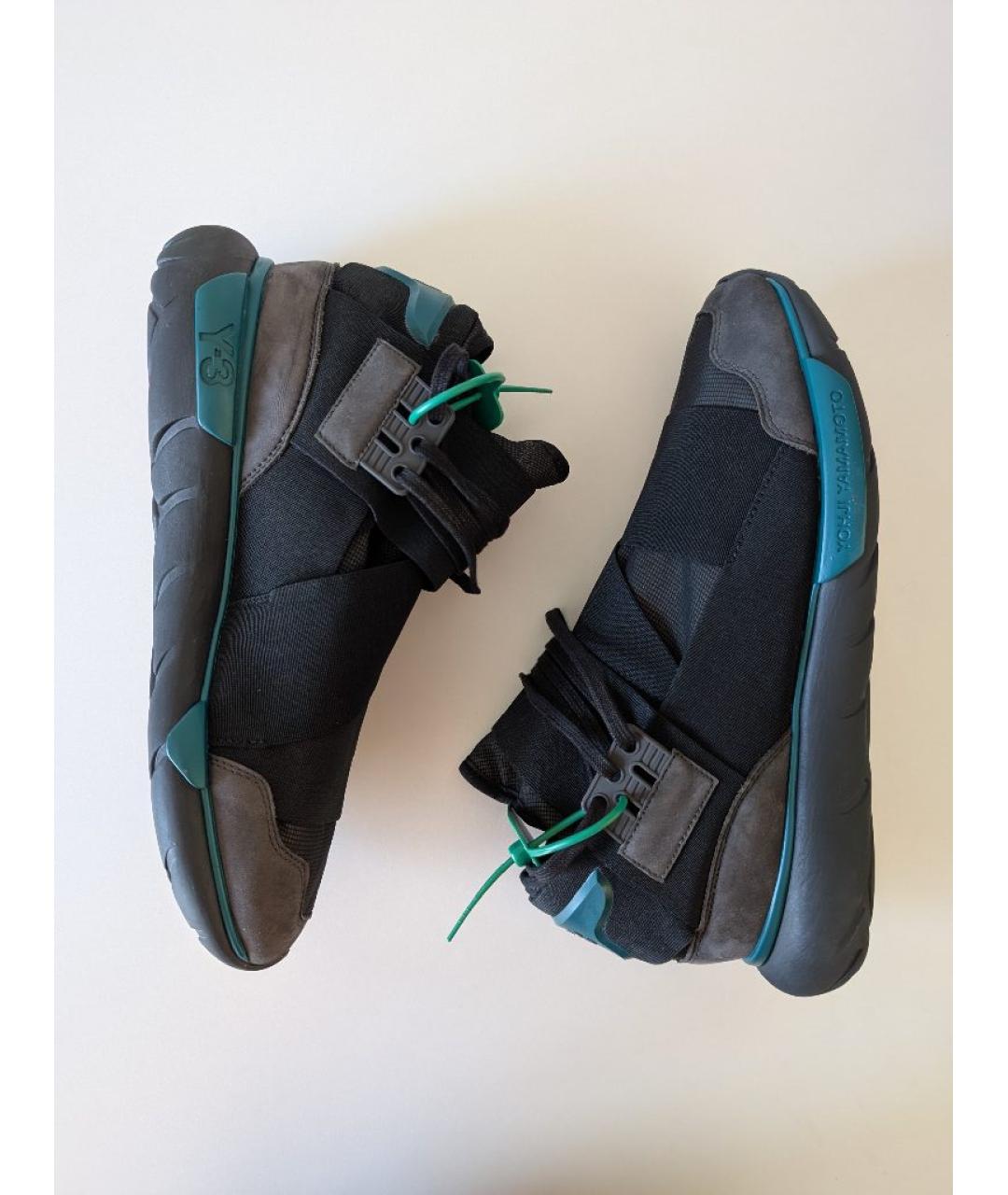 Y-3 Черные кожаные высокие кроссовки / кеды, фото 2