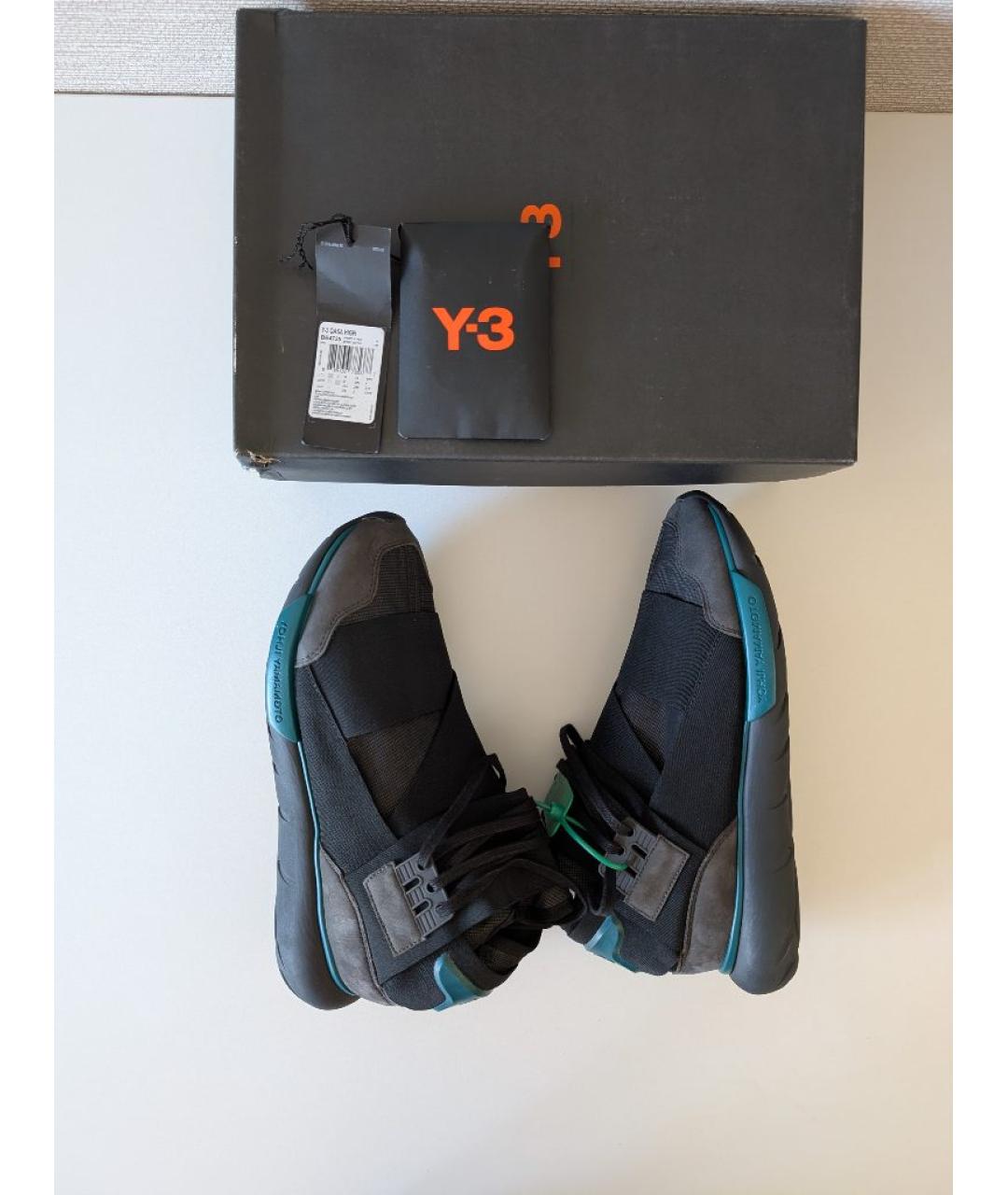 Y-3 Черные кожаные высокие кроссовки / кеды, фото 9