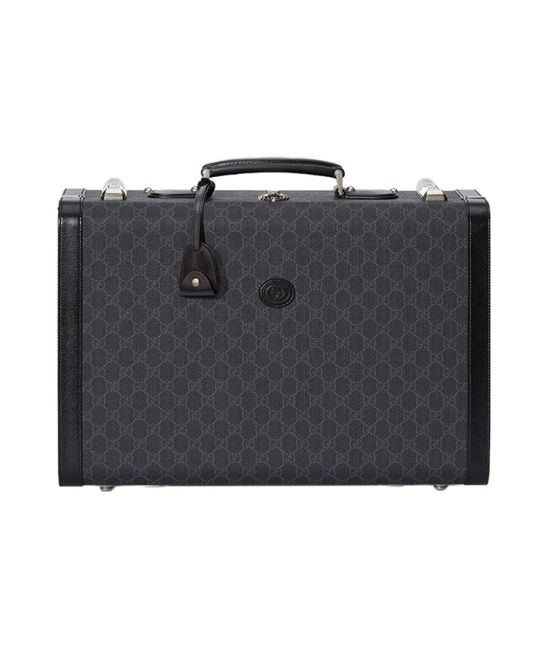 GUCCI Антрацитовый чемодан из канвы, фото 1