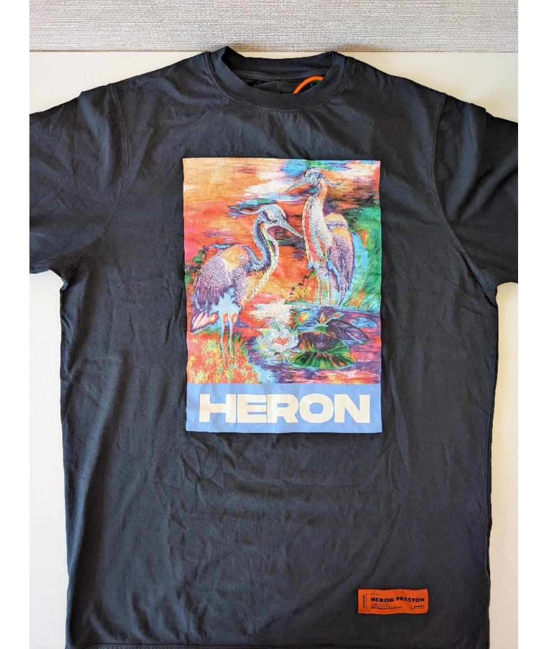 HERON PRESTON Черная хлопковая футболка, фото 2