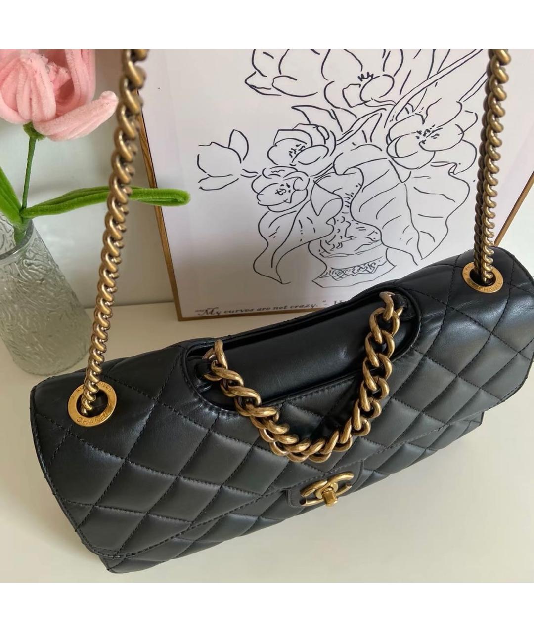 CHANEL Черная кожаная сумка тоут, фото 6